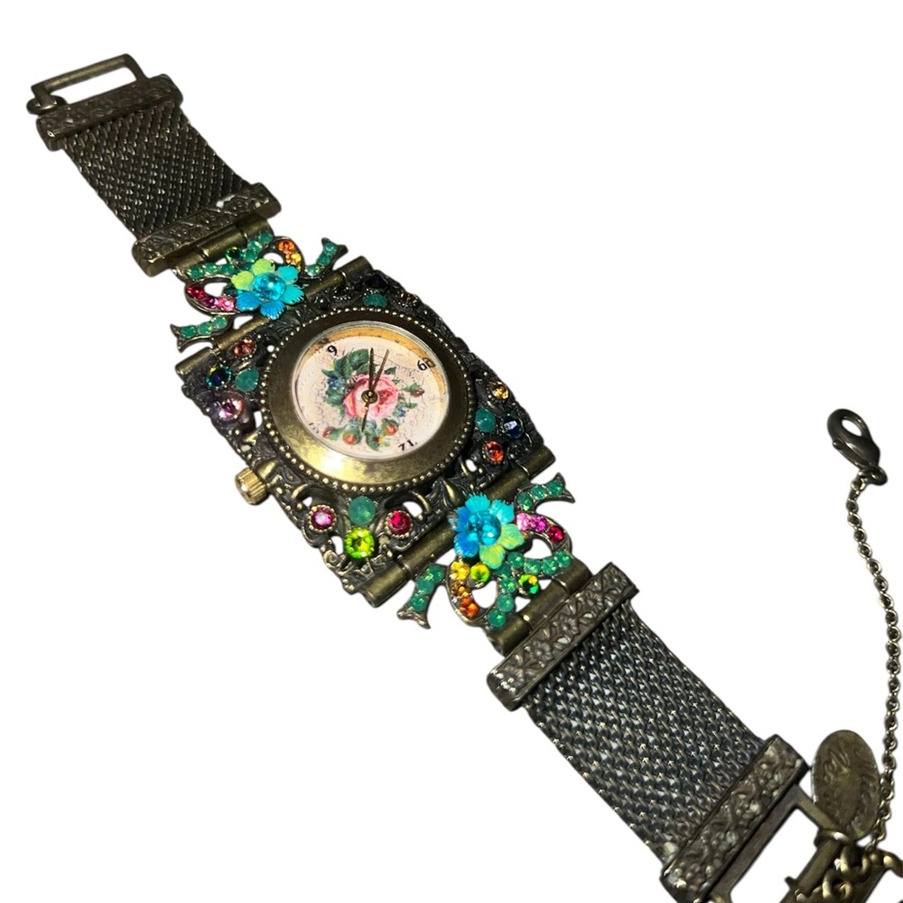Michal Negrin Vintage Floral Mesh Bracelet Watch